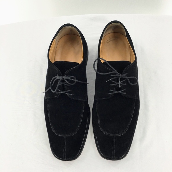 Salvatore Ferragamo Mens Suede Oxford Shoe Black Apron Split Toe Lace Up Sz 9 - Picture 3 of 15